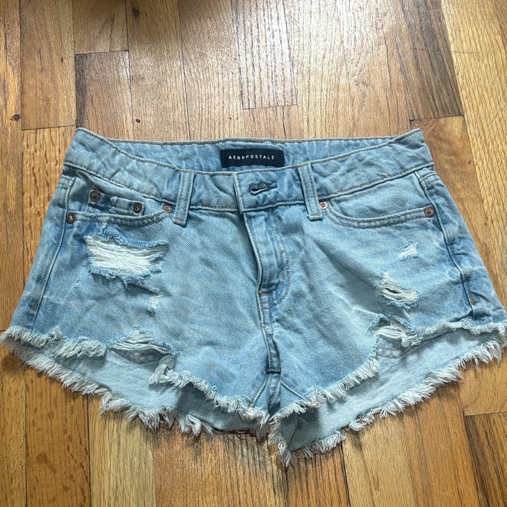 Aeropostale Women's Distressed Blue Jean Shorts